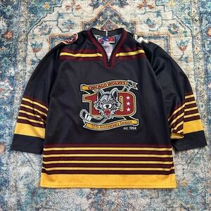 Vintage Chicago Wolves 10th Anniversary Hockey Jersey Medium